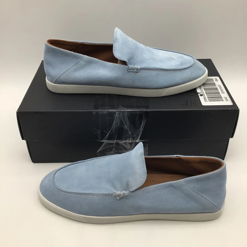 Allen Edmonds Gino Sky Blue Suede Slip On Loafers Mens Size 11 D Sneaker NEW